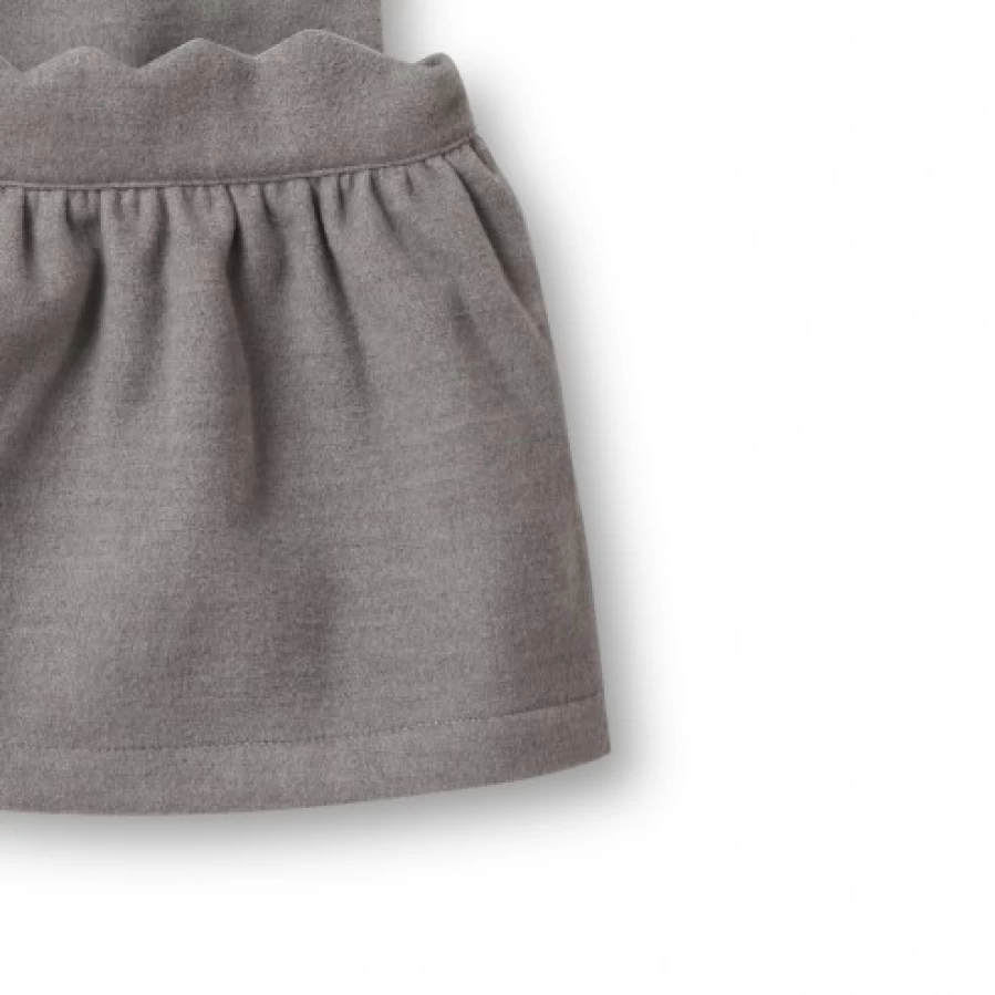 FALCOTTO Women's Grey Wool Dress - Elegant Vilde Style Cloth Dress for Winter