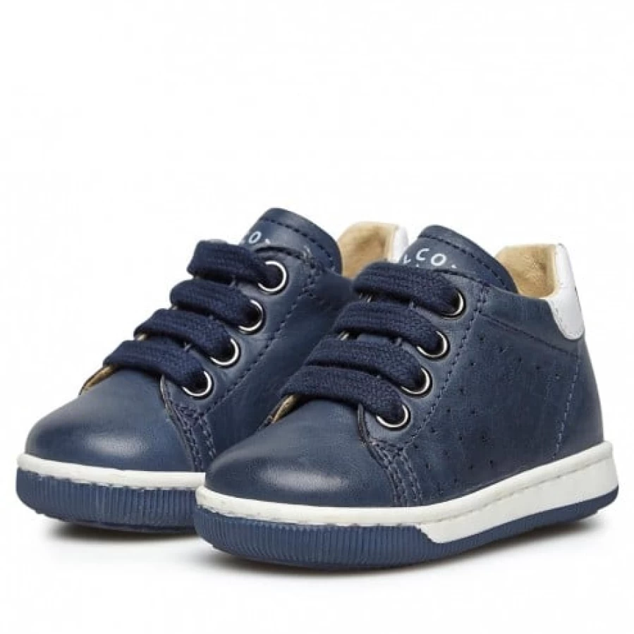 FALCOTTO Adam Blue & White Nappa Leather Lace-Up Sneakers for Men - Two-Tone Casual Shoes