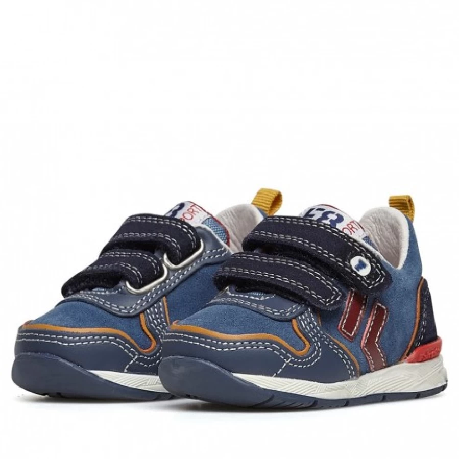 FALCOTTO Navy Suede & Fabric Sneakers for Kids - Hack 2 Vl. Comfortable Shoes