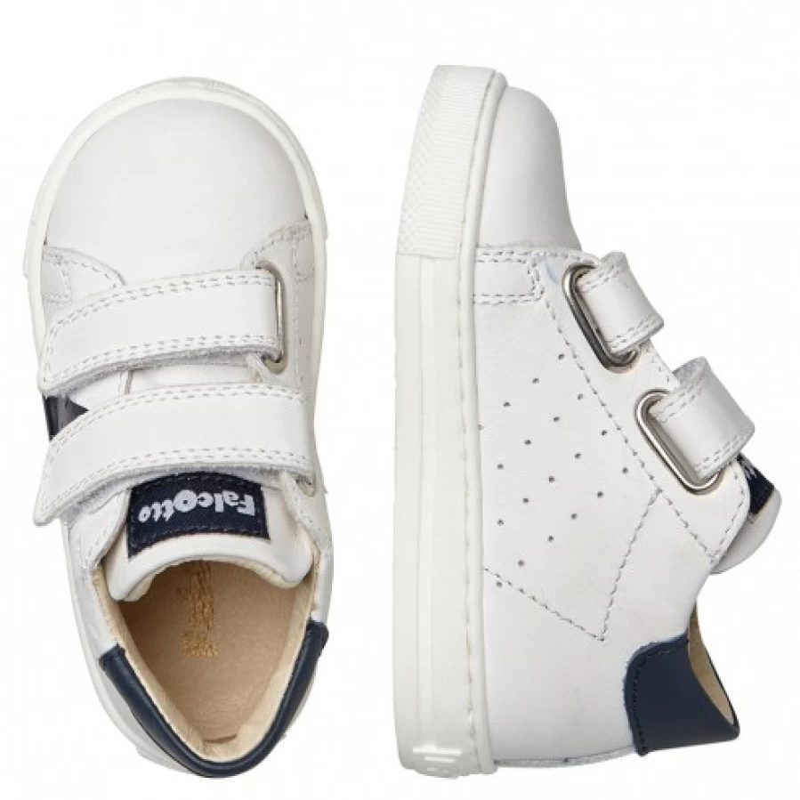 FALCOTTO Venus VL White-Blue Calfskin Sneakers with Colorful Maxi-Star Design - Women's Fashion Shoes