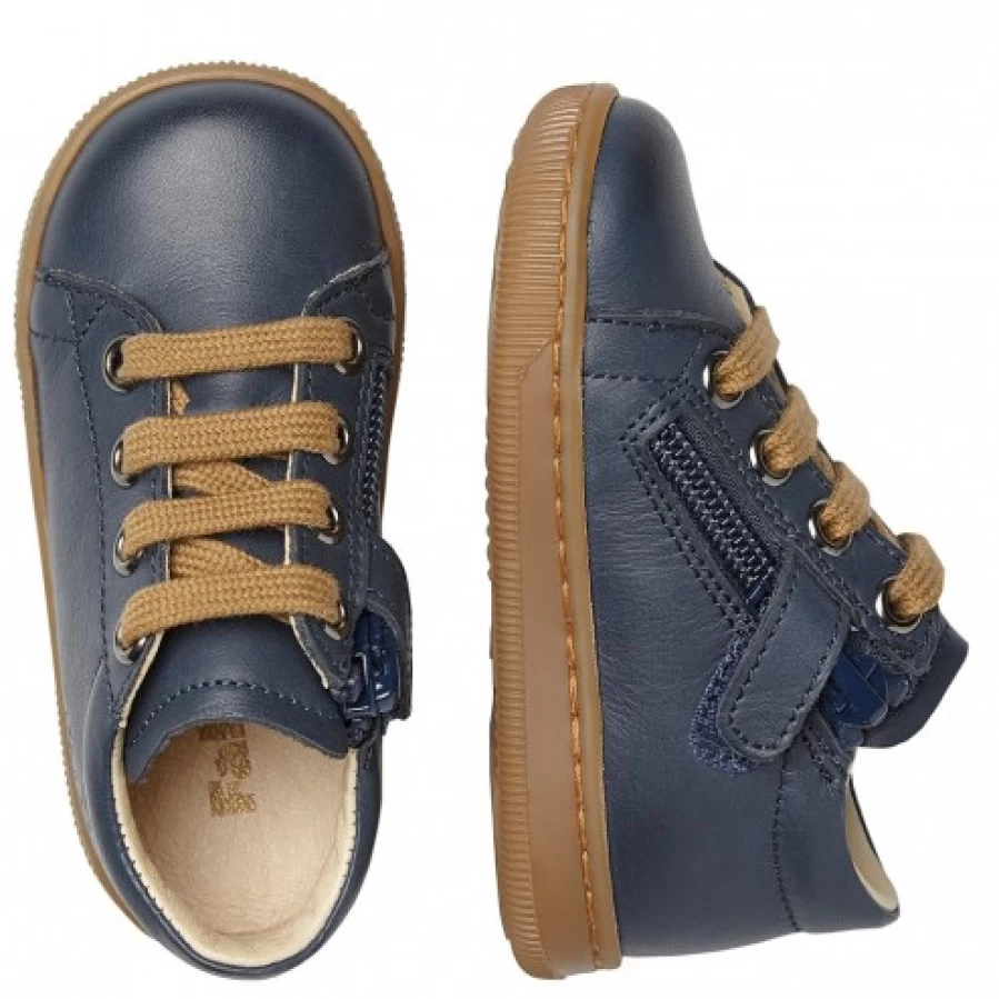 FALCOTTO Jay Zip Navy Leather Sneakers for Kids - Comfortable & Stylish Casual Shoes