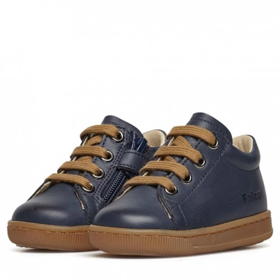 FALCOTTO Jay Zip Navy Leather Sneakers for Kids - Comfortable & Stylish Casual Shoes