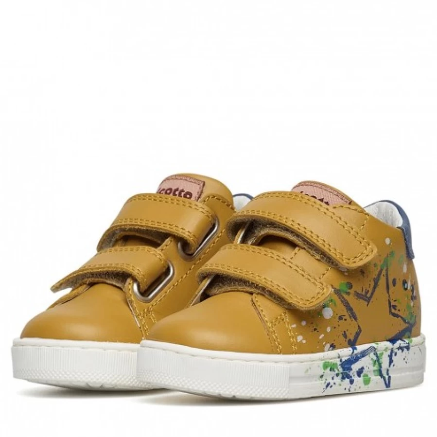 FALCOTTO Lacus VL Leather Sneakers for Men/Women - Pumpkin & Light Blue Casual Shoes