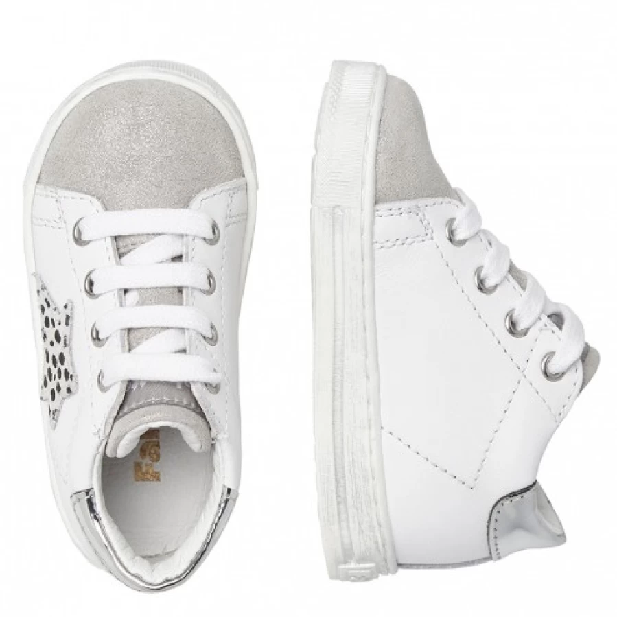 FALCOTTO Sasha White Silver Leather Suede Sneakers for Women & Men | Comfortable Casual Shoes