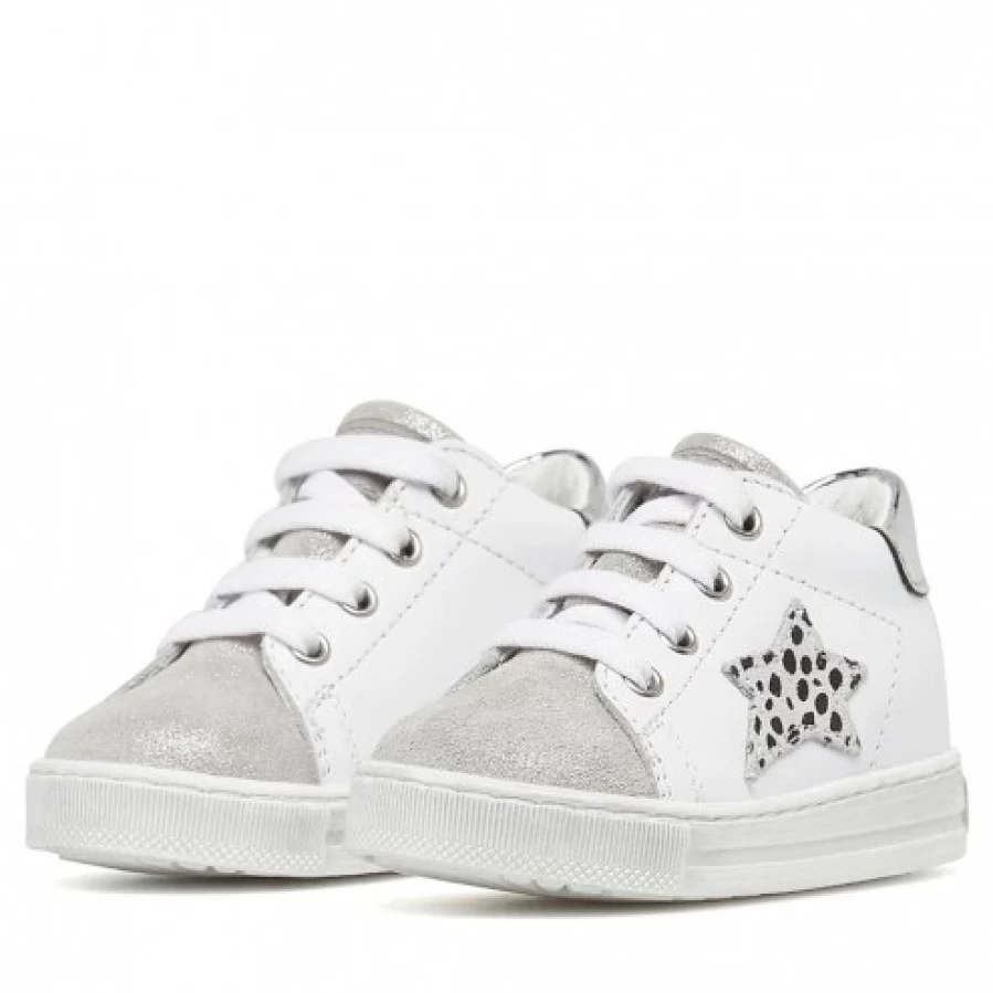 FALCOTTO Sasha White Silver Leather Suede Sneakers for Women & Men | Comfortable Casual Shoes