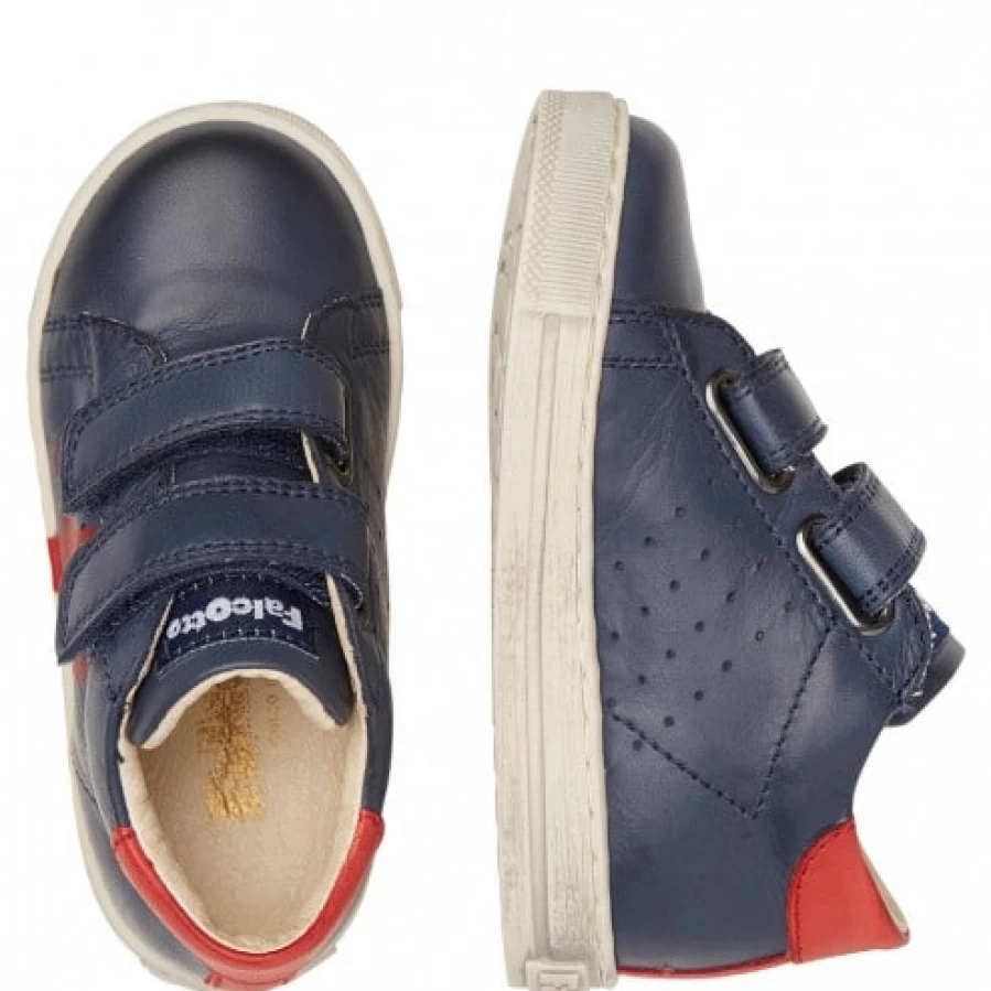 FALCOTTO Venus VL Blue-Red Calfskin Sneakers with Colorful Maxi-Star Design - Women's Fashion Shoes