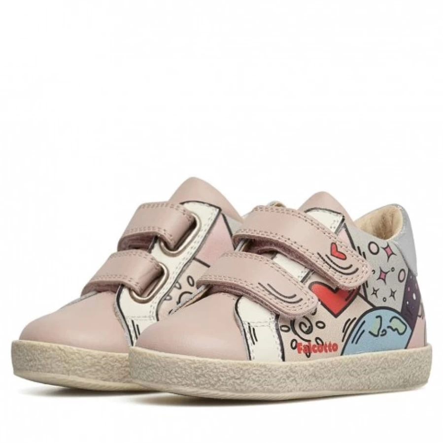 FALCOTTO Huemi VL Powder Pink Leather Sneakers for Women - Comfortable & Stylish Casual Shoes