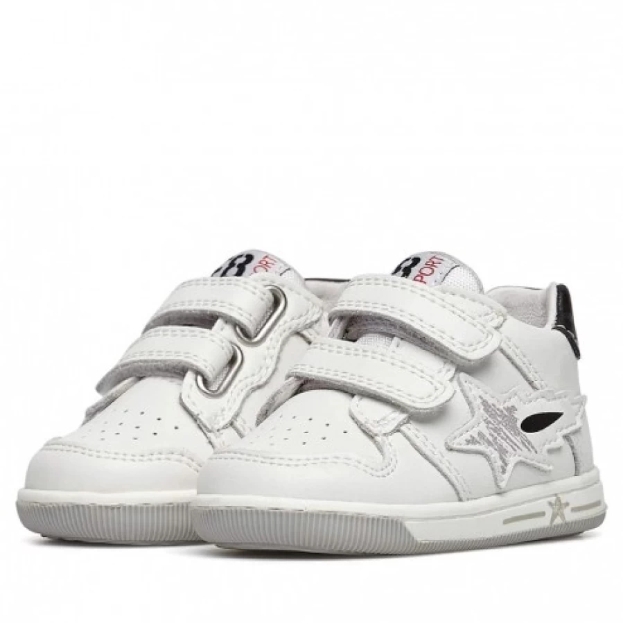FALCOTTO Frankie VL White Leather and Fabric Sneakers for Men - Comfortable Casual Shoes