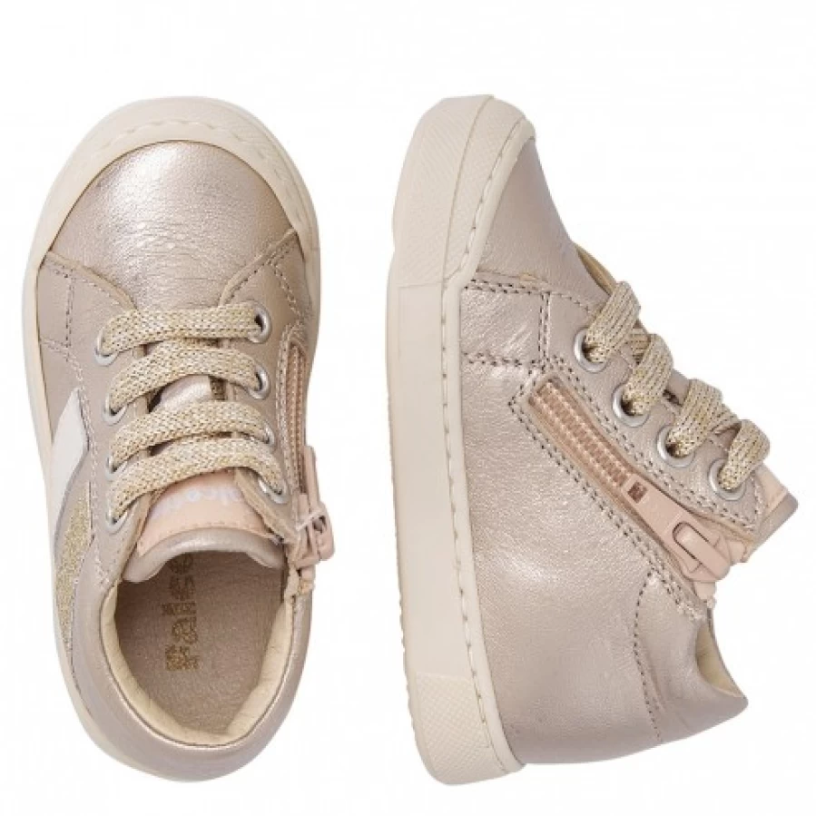 FALCOTTO Gazer Zip Leather Sneakers for Women - Powder Pink Comfortable Fashion Shoes