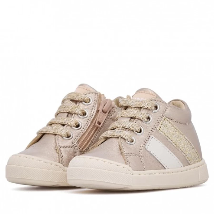 FALCOTTO Gazer Zip Leather Sneakers for Women - Powder Pink Comfortable Fashion Shoes