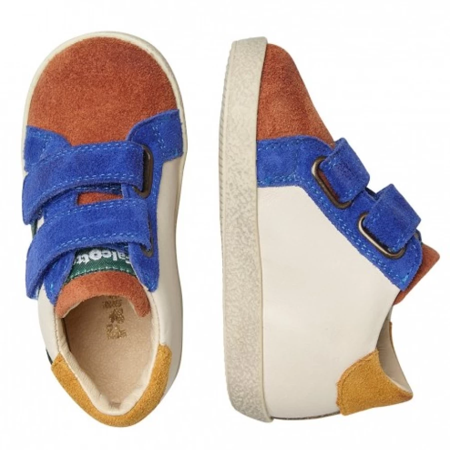 FALCOTTO Panki VL Blue and Off White Leather Suede Sneakers for Men Women