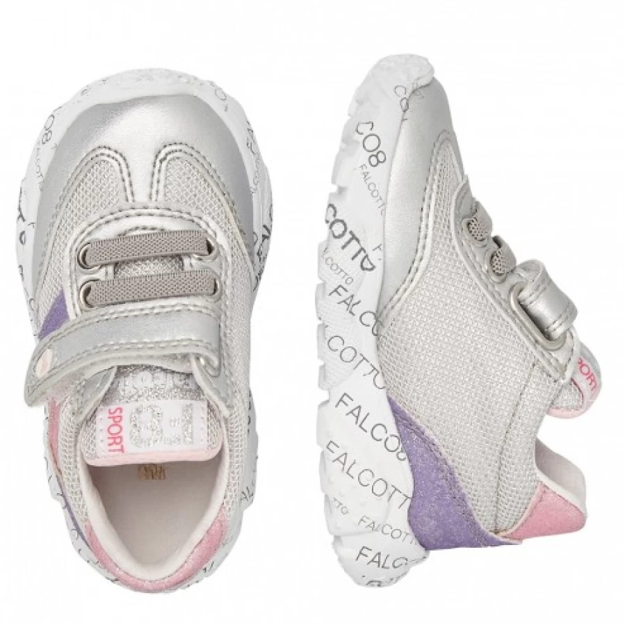 FALCOTTO Amantea Elastic Sneakers - Silver Leather & Technical Fabric Shoes for Comfort & Style