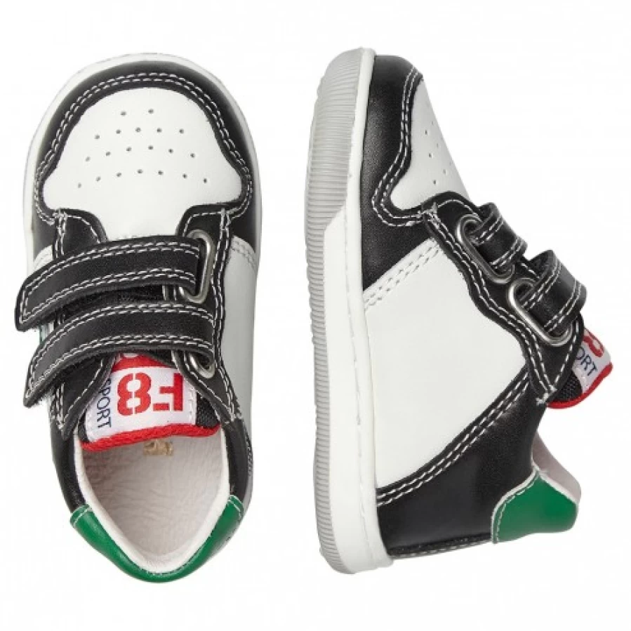 FALCOTTO Frankie VL White-Black Leather and Fabric Sneakers for Men/Women