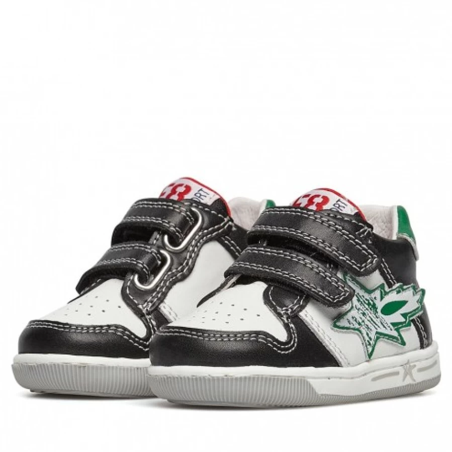 FALCOTTO Frankie VL White-Black Leather and Fabric Sneakers for Men/Women