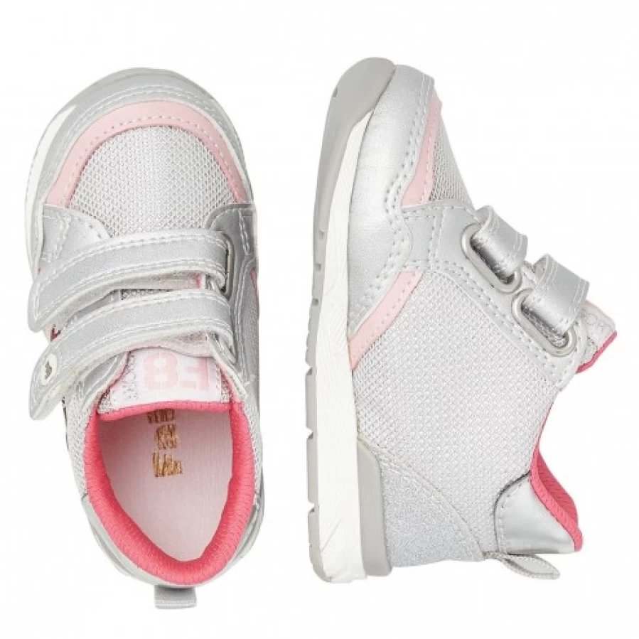 FALCOTTO Zak 3 Vol. Silver Leather and Fabric Sneakers for Kids - Lightweight Comfortable Shoes
