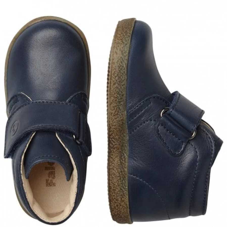 FALCOTTO Conte VL Navy Brushed Nappa Leather Shoes with Velcro Closure for Comfort and Style