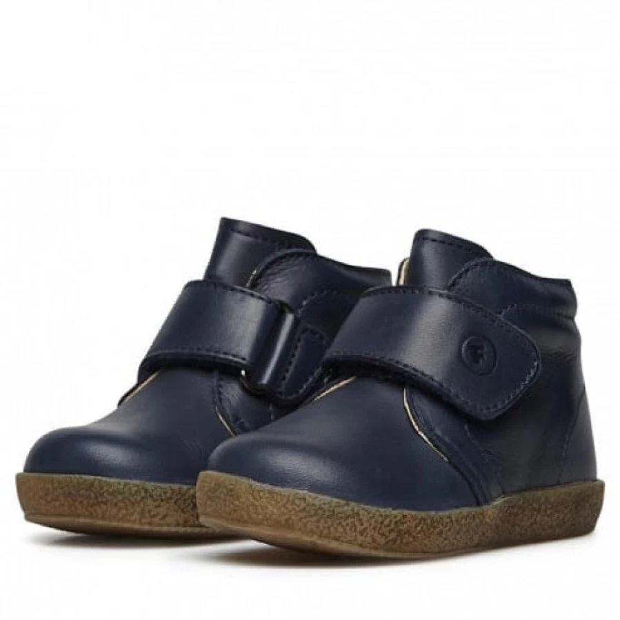 FALCOTTO Conte VL Navy Brushed Nappa Leather Shoes with Velcro Closure for Comfort and Style