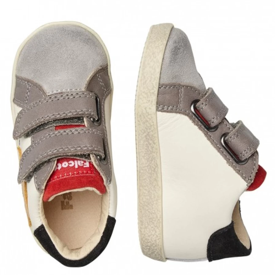FALCOTTO Alnoite Grey-White Leather Suede Sneakers for Men & Women - High Top Casual Shoes