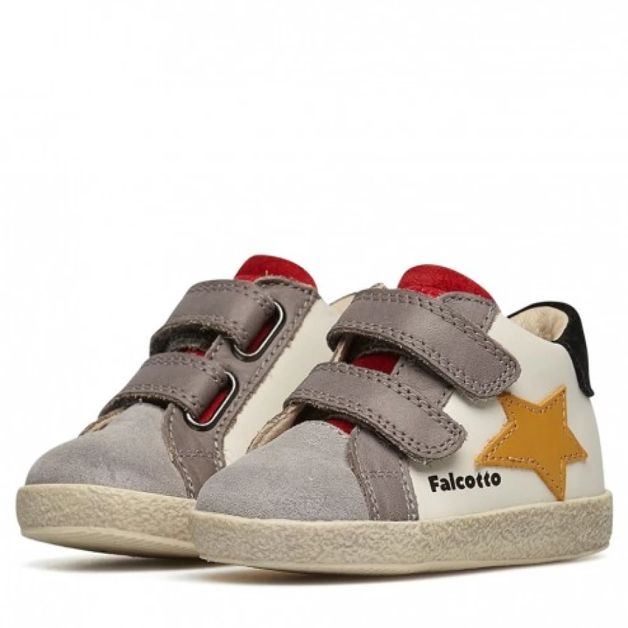 FALCOTTO Alnoite Grey-White Leather Suede Sneakers for Men & Women - High Top Casual Shoes