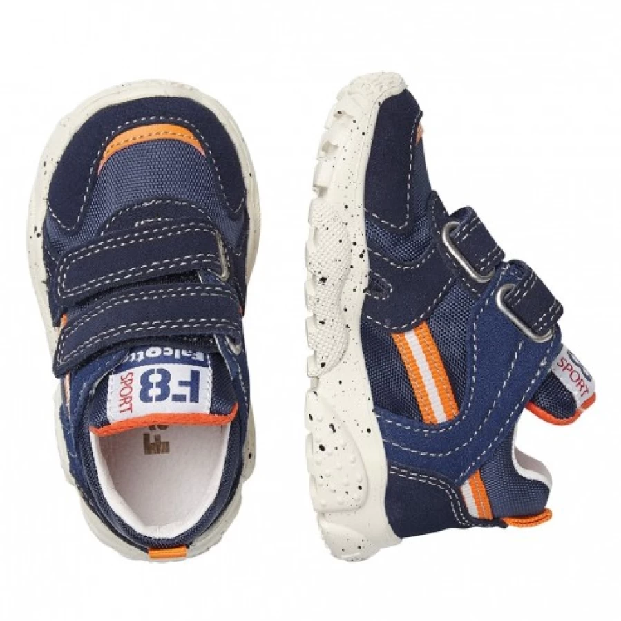 FALCOTTO Navy Suede Sneakers for Men - Lightweight Technical Fabric Shoes - Amantea Stripe VL Design