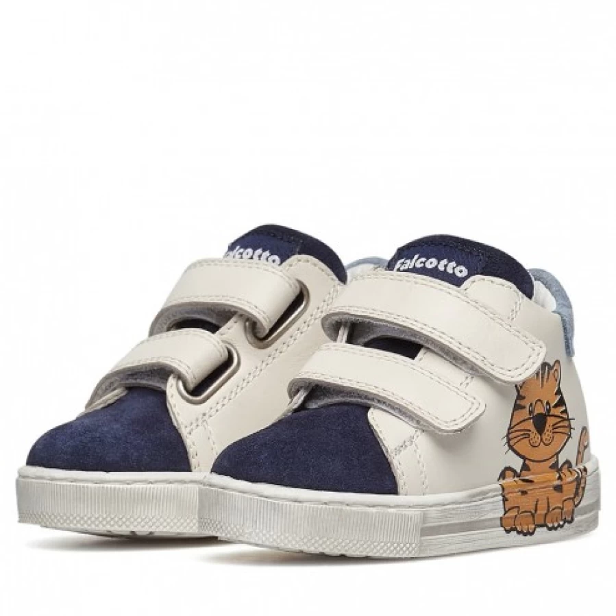 FALCOTTO Filisi VL Navy-Milk Leather Suede Sneakers for Men Women Comfortable Casual Shoes