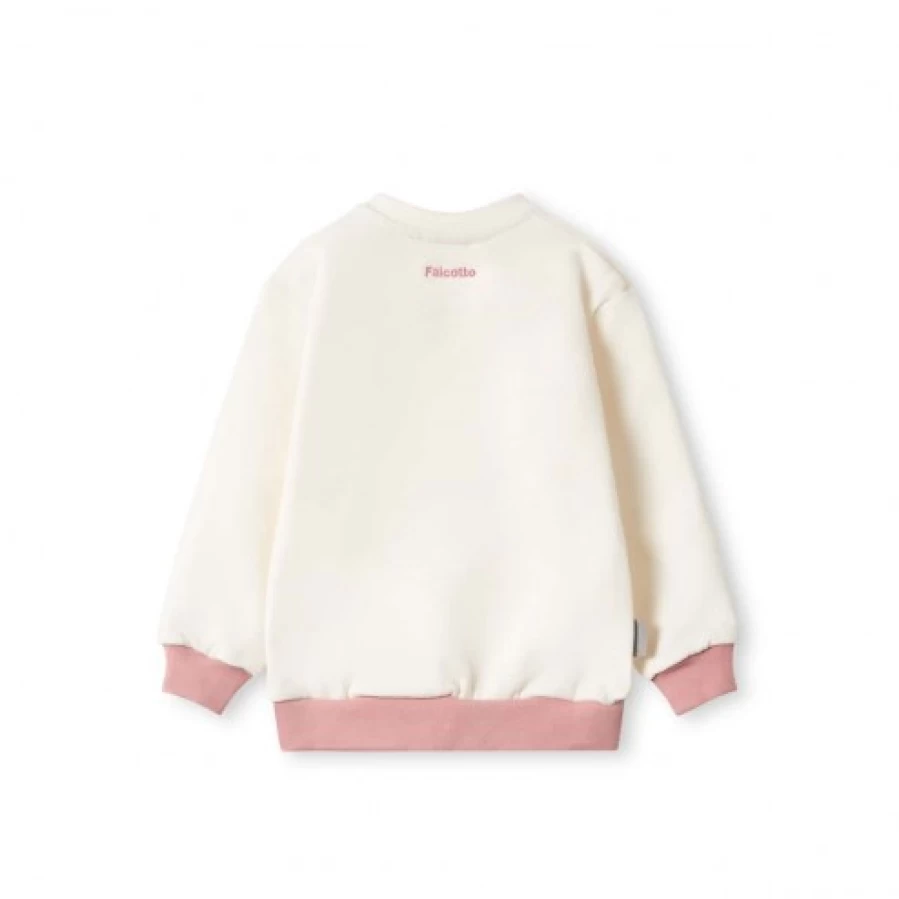 FALCOTTO Women's Off White & Pink Sweatshirt - Sigrid Cozy Pullover Hoodie