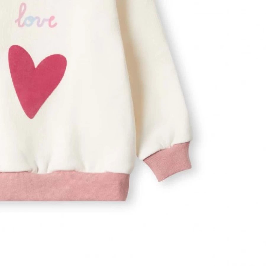 FALCOTTO Women's Off White & Pink Sweatshirt - Sigrid Cozy Pullover Hoodie