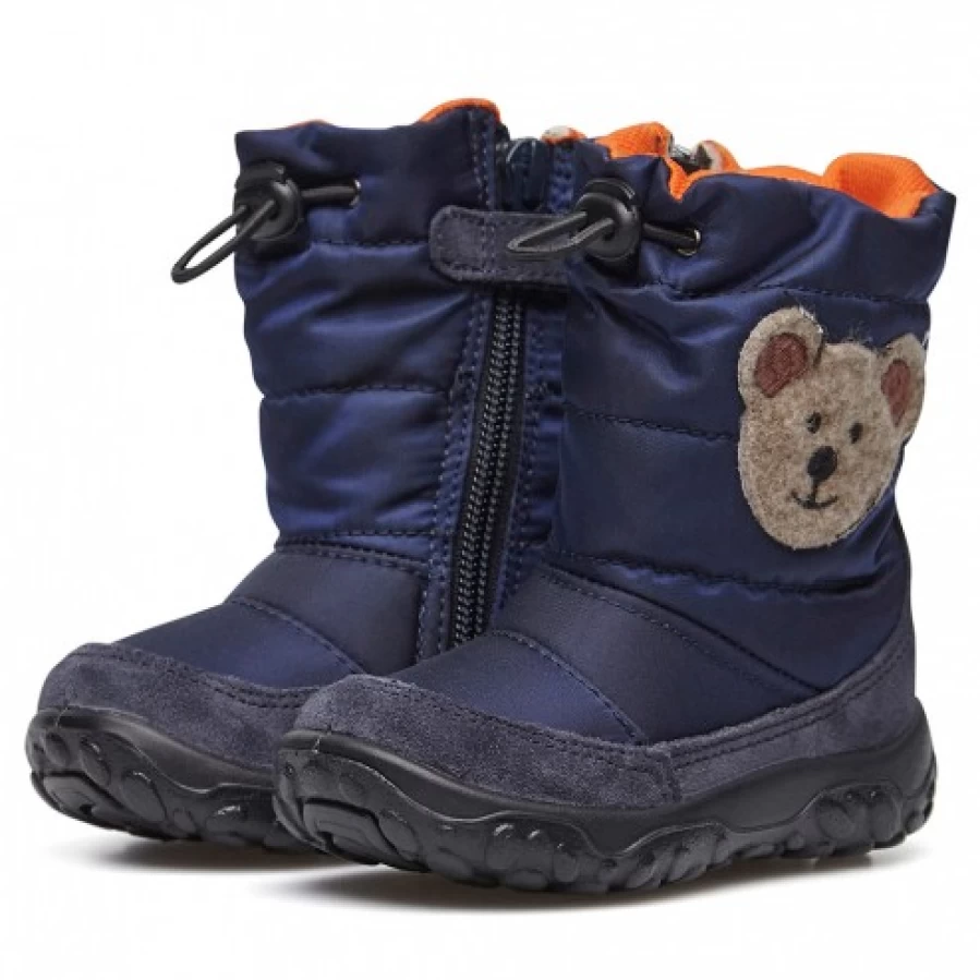 FALCOTTO Poznurr Bear Padded Winter Boots for Kids - Charcoal Grey Waterproof Snow Boots