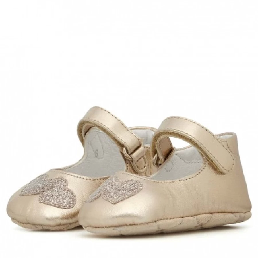FALCOTTO Cupie Metallic Leather Baby Crib Shoes in Platinum for Newborns and Infants