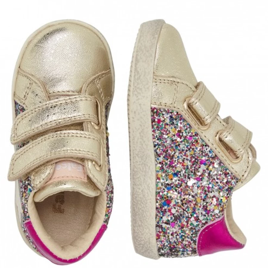 FALCOTTO Platinum-Fuchsia Glitter Leather Sneakers for Women - Alnoite High VL Style