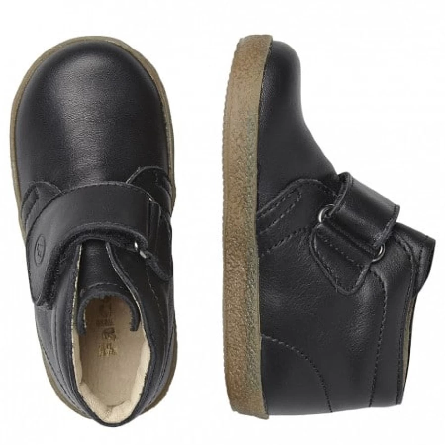 FALCOTTO Conte VL Black Brushed Nappa Leather Shoes with Velcro Closure for Comfort and Style