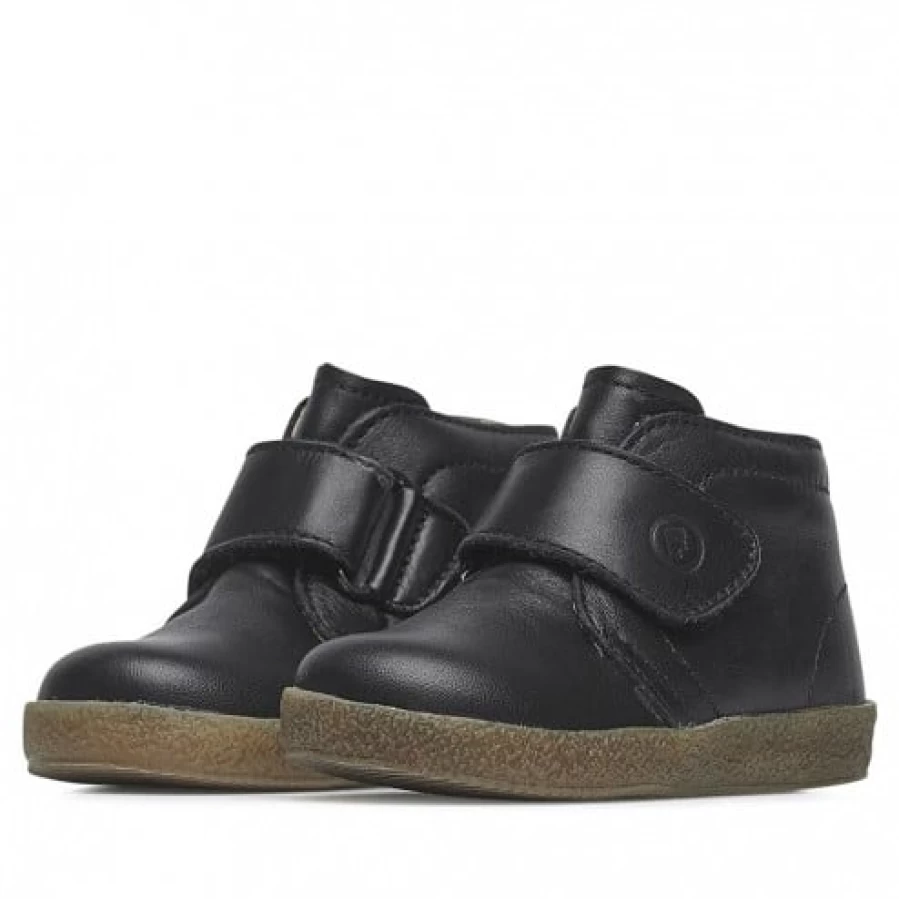FALCOTTO Conte VL Black Brushed Nappa Leather Shoes with Velcro Closure for Comfort and Style