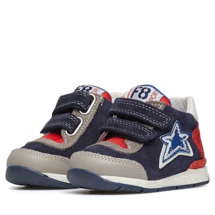 FALCOTTO Ferdi Vl. Sport Sneakers for Men - Grey & Navy Leather and Fabric Casual Shoes