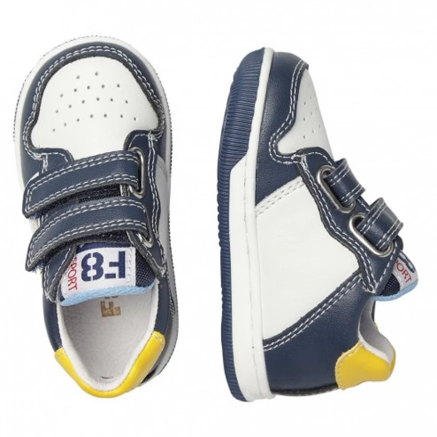 FALCOTTO Frankie VL White-Yellow Leather and Fabric Sneakers for Men/Women