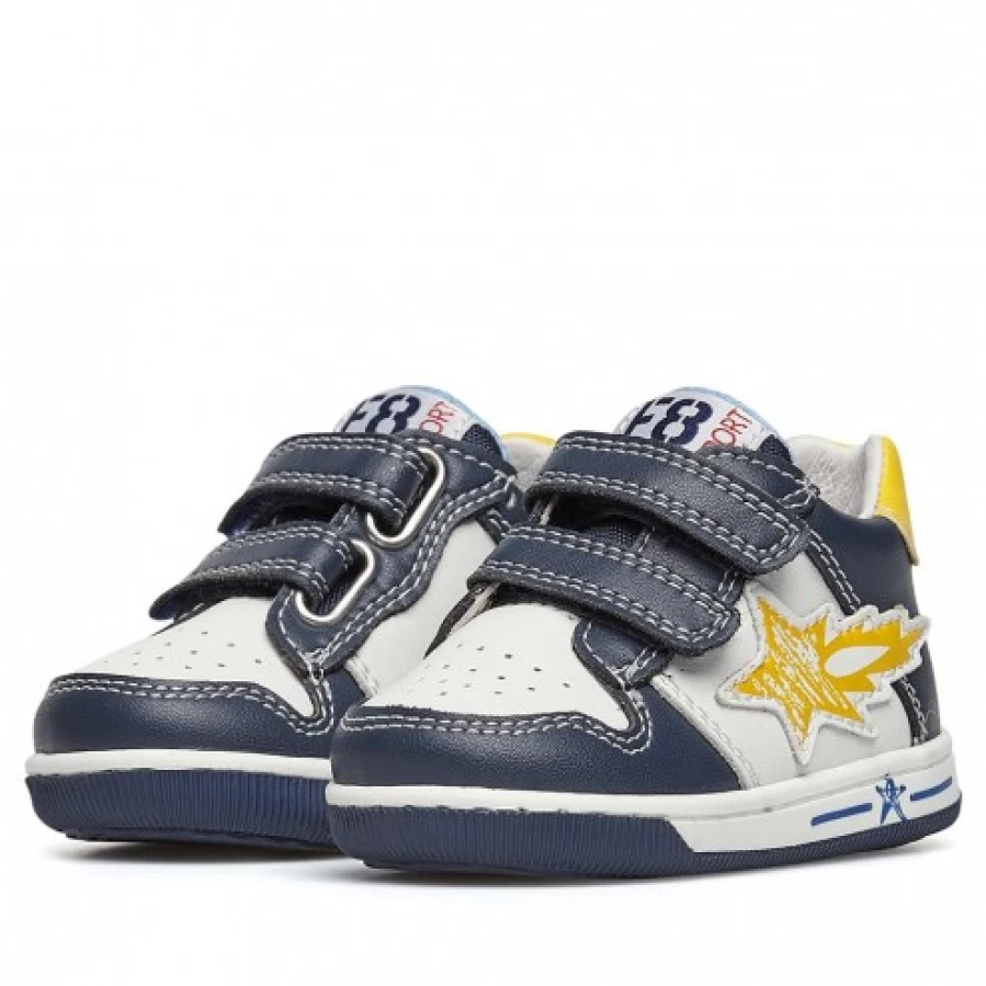 FALCOTTO Frankie VL White-Yellow Leather and Fabric Sneakers for Men/Women