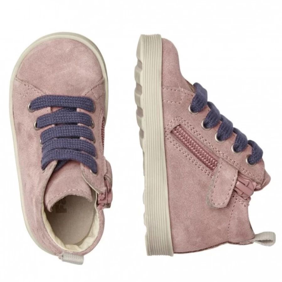 FALCOTTO Evaert Zip Suede Baby Shoes for Girls - Soft Pink Purple Comfortable Walking First Shoes