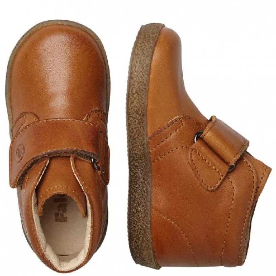 FALCOTTO Conte VL Cognac Brushed Nappa Leather Shoes with Velcro Closure for Comfort and Style