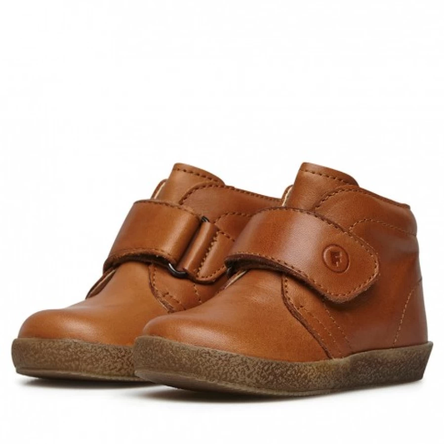 FALCOTTO Conte VL Cognac Brushed Nappa Leather Shoes with Velcro Closure for Comfort and Style