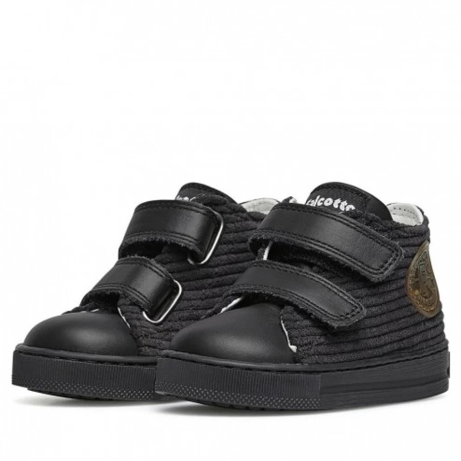FALCOTTO Michael Men's Black Leather & Textile Casual Sneakers - Comfortable Walking Shoes