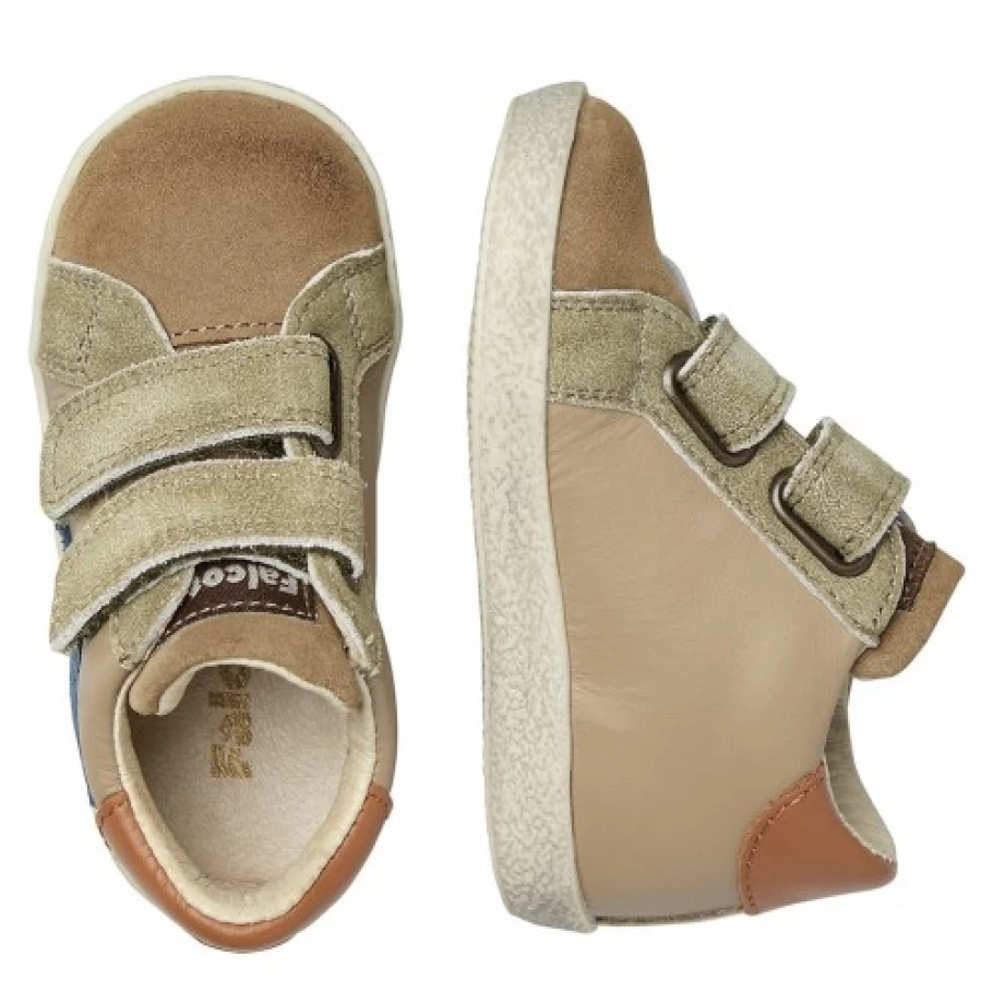 FALCOTTO Alnoite High VL Leather Suede Sneakers for Men - Brown Army Green Casual Shoes