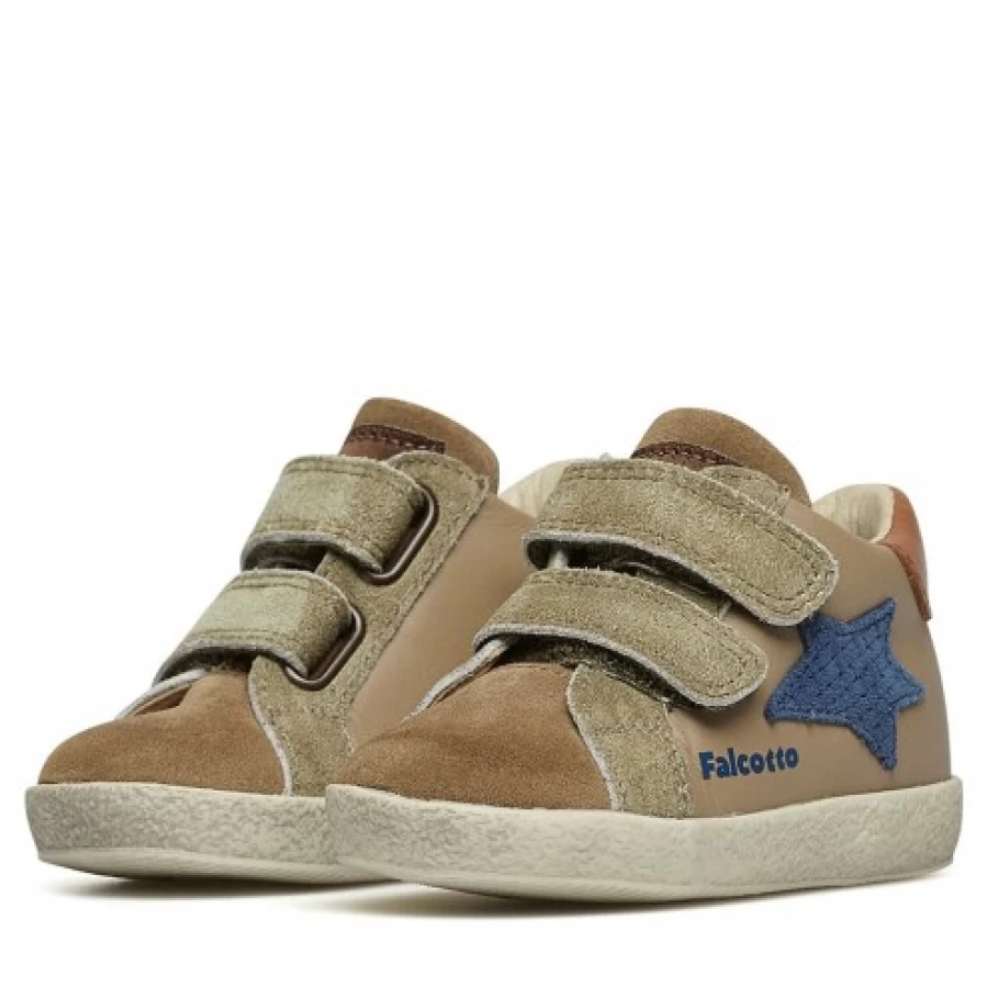 FALCOTTO Alnoite High VL Leather Suede Sneakers for Men - Brown Army Green Casual Shoes