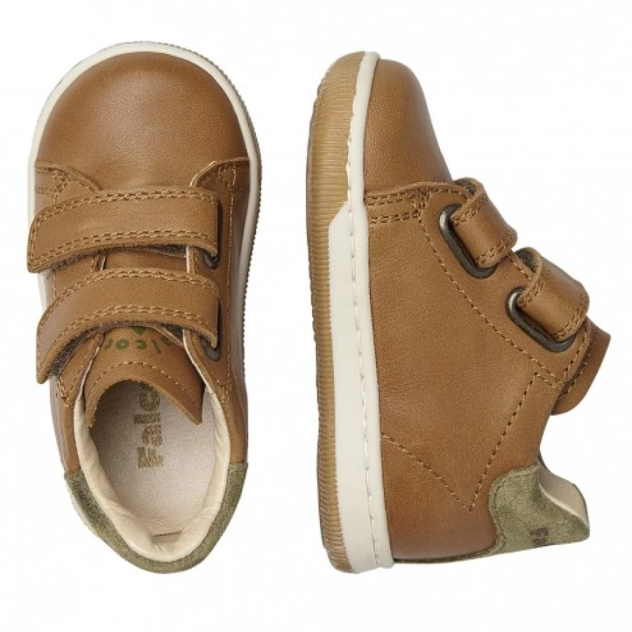 FALCOTTO Adam VL Leather Suede Sneakers for Men - Cognac & Army Green Casual Shoes