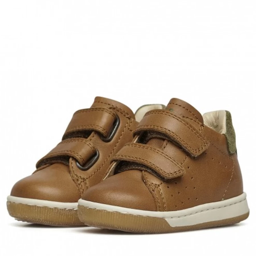 FALCOTTO Adam VL Leather Suede Sneakers for Men - Cognac & Army Green Casual Shoes