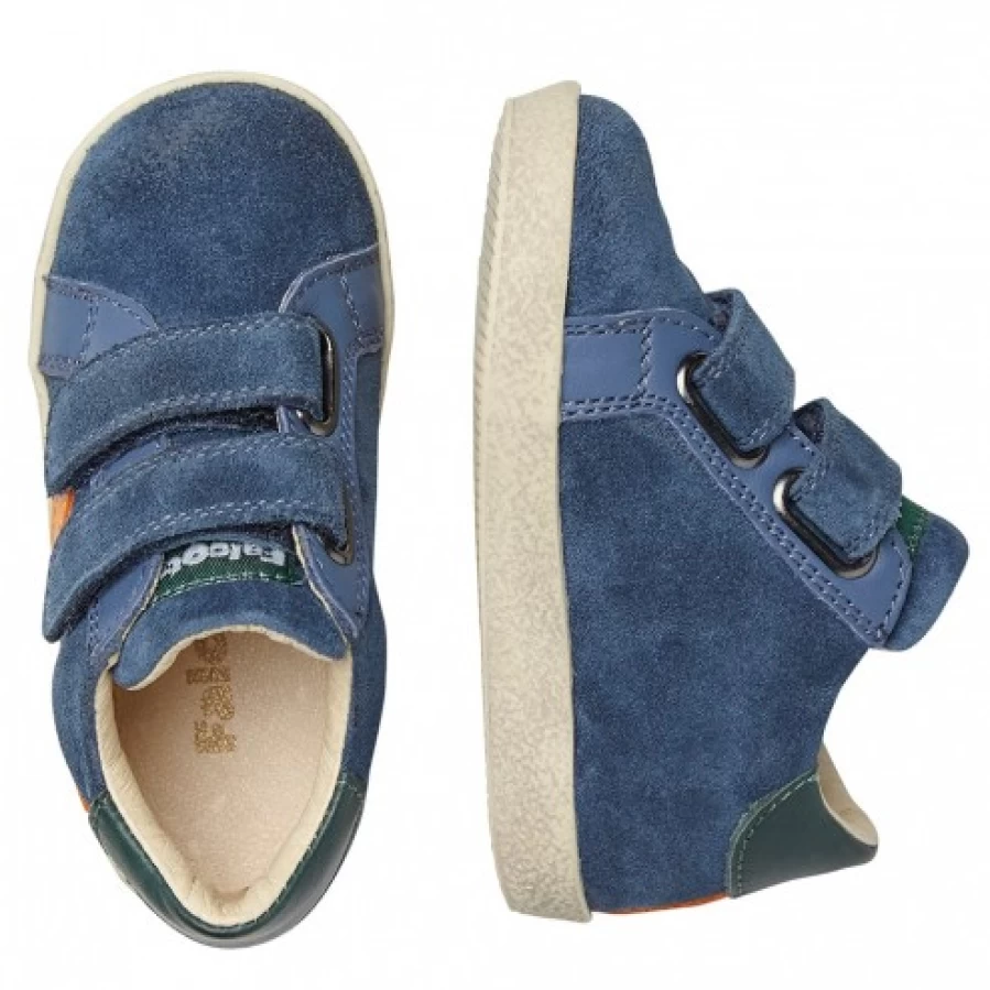 FALCOTTO Panki VL Blue Orange Leather Suede Casual Sneakers for Men Women