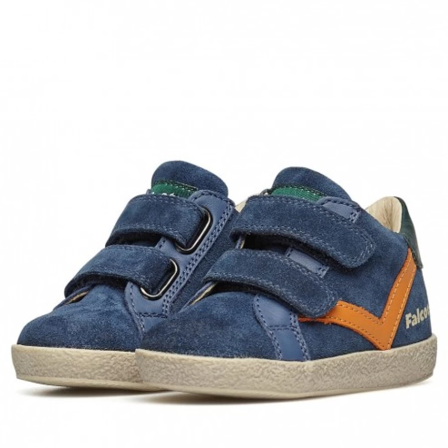 FALCOTTO Panki VL Blue Orange Leather Suede Casual Sneakers for Men Women