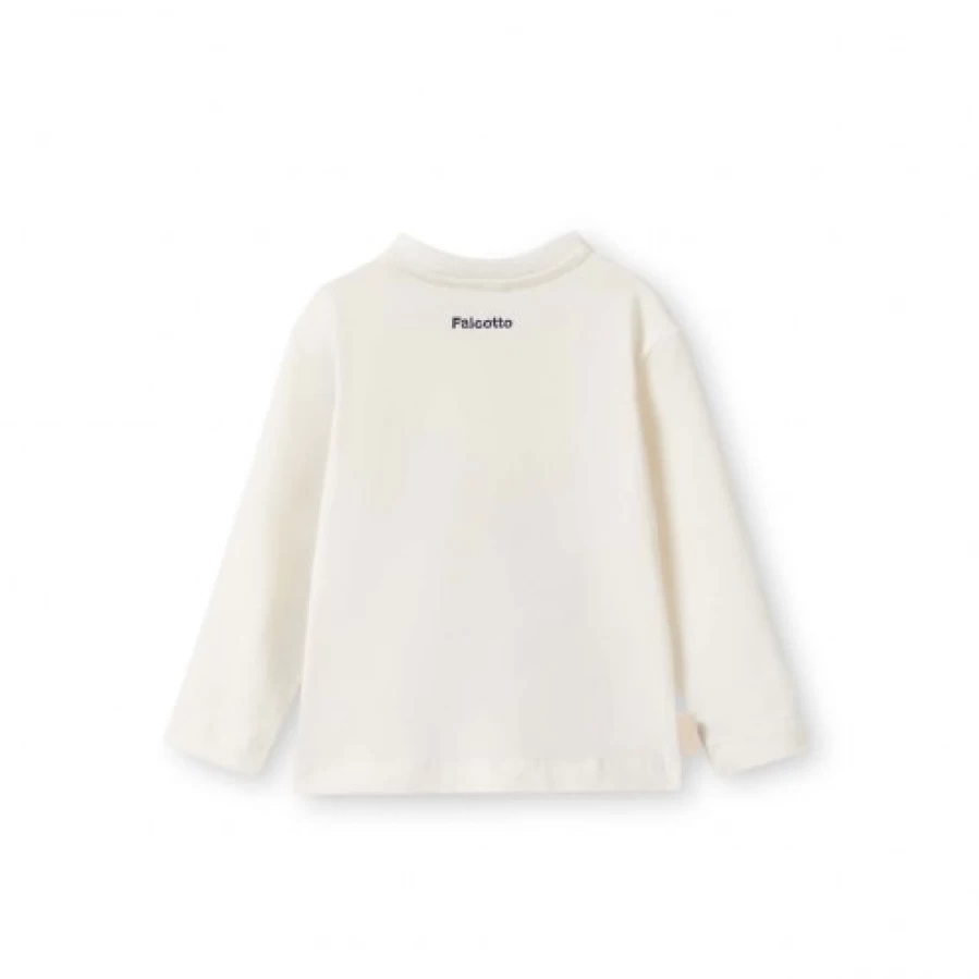 FALCOTTO Men's Long-Sleeve Cotton T-Shirt - Soft Milk Color Casual Comfort Fit