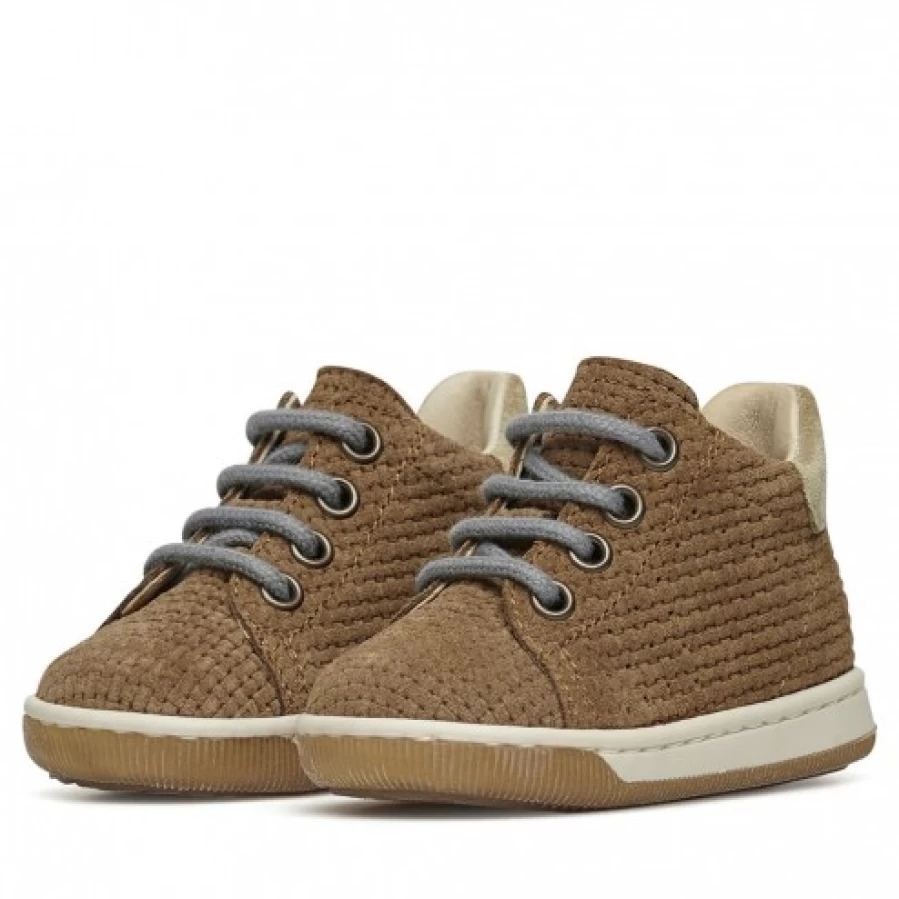 FALCOTTO Adam Brown Velour Sneakers for Kids - Soft Comfortable Casual Shoes