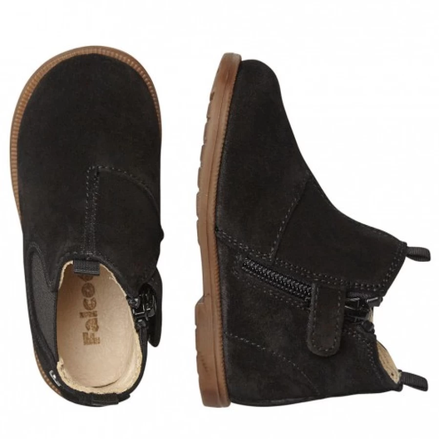 FALCOTTO Women's Black Suede Winter Ankle Boots - Warm Comfortable Casual Booties