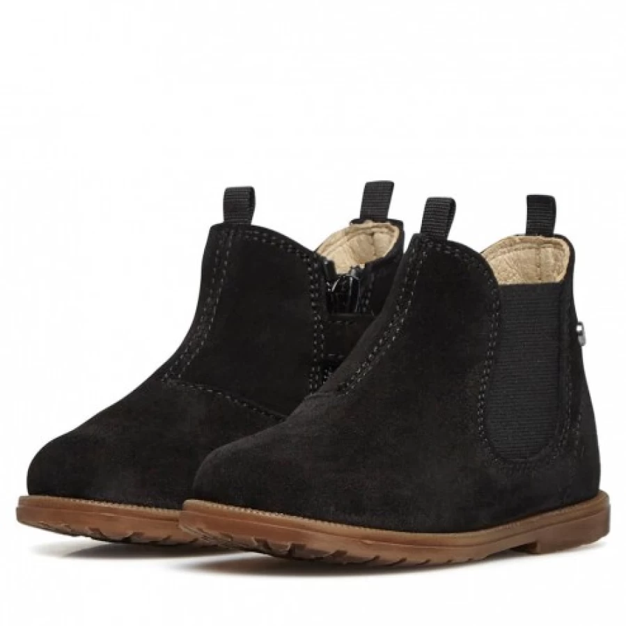 FALCOTTO Women's Black Suede Winter Ankle Boots - Warm Comfortable Casual Booties