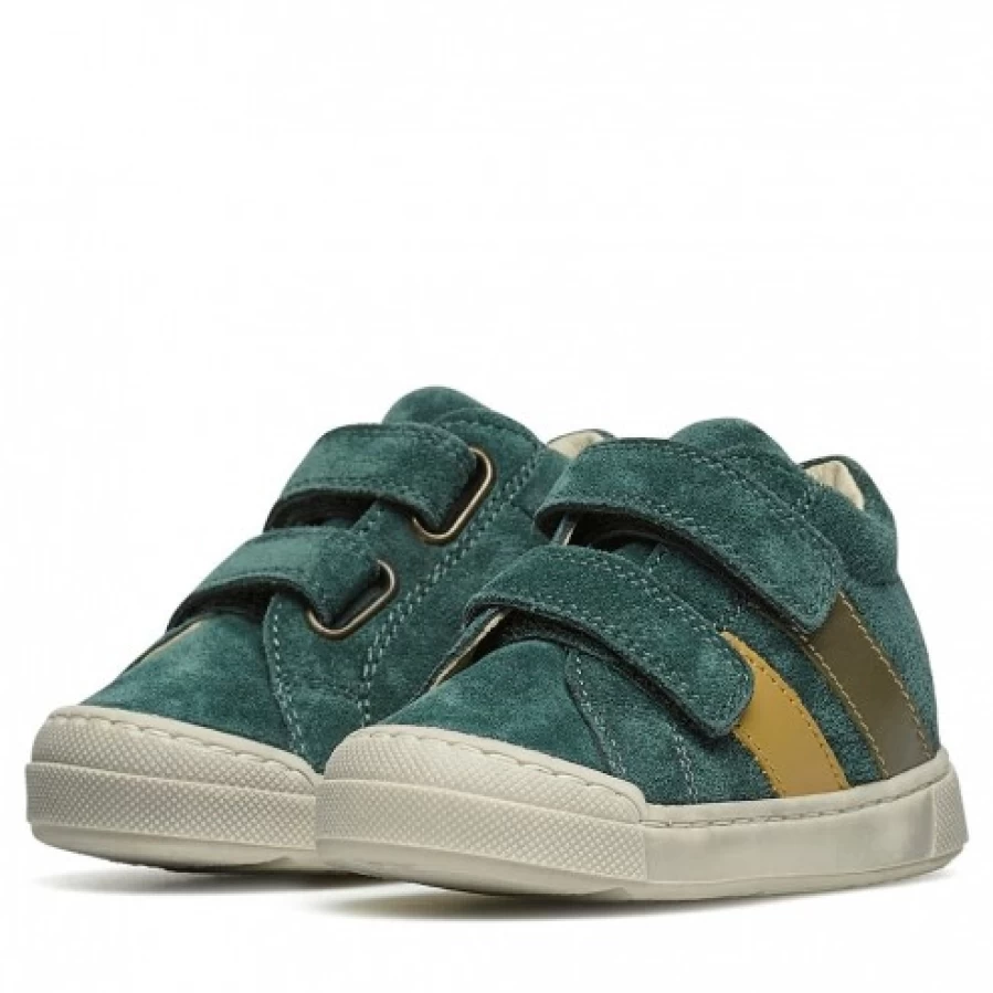 FALCOTTO Gazer VL Green Leather Suede Sneakers for Men - Comfortable Casual Shoes